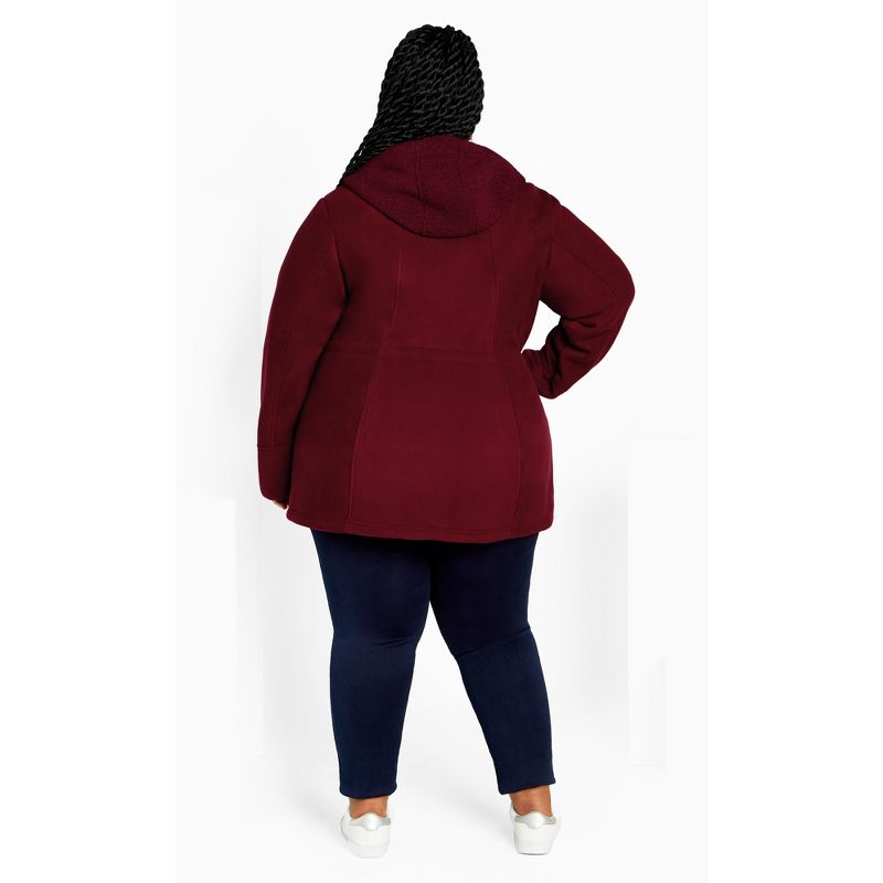 Women's Plus Size Fleece Hood Coat - rhubarb | AVENUE, 5 of 9