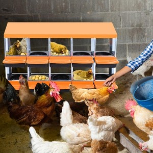 Chicken Nesting Boxes,Metal Chicken Laying Box with with Removable Trays and Roll Out Egg Collection for Chicken Coop,with Metal Bracket - 1 of 4