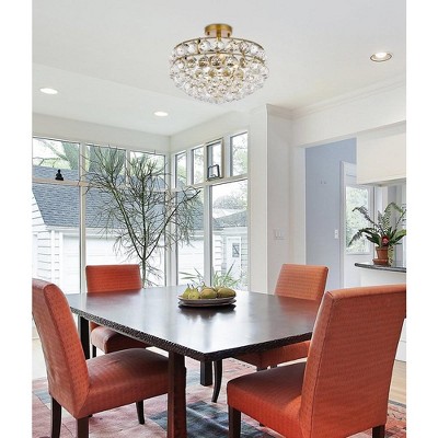 Savannah 16" Brass and Crystal Flush Mount Light