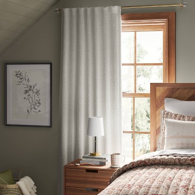 Ivory Blackout Embossed Velvet Rod Pocket Curtain Panel