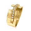 Ross-Simons 0.15 ct. t.w. Diamond Hammered Ring in 18kt Gold Over Sterling - 3 of 4