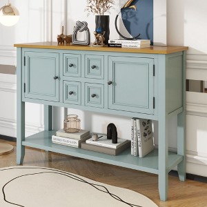 NicBex 4 Drawers Console Table with 2 Large Cabinets and Bottom Shelf,Entryway Table with Storage Space,Modern Couch Table for Living Room,Lime White - 1 of 4