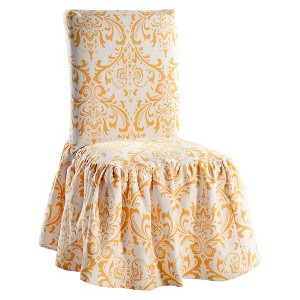 Yellow/White Damask Dining Chair Slipcover