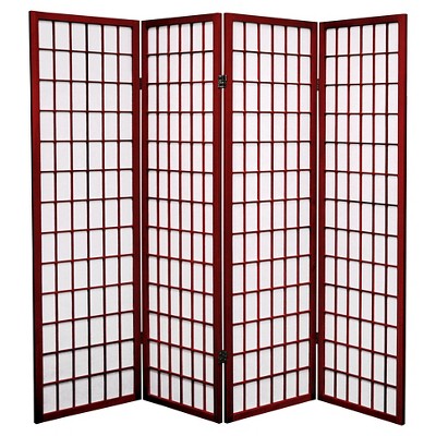 5 ft. Tall Window Pane Shoji Screen - Rosewood (4 Panels)