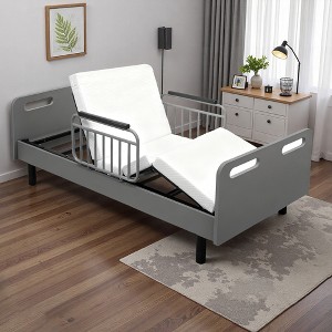 KTMBDW Electric Adjustable Hospital Bed for Home Use with Wired Remote Control, Memory Foam Folding Mattress & Safety Side Rails, Home Healthcare,Gray - 1 of 4