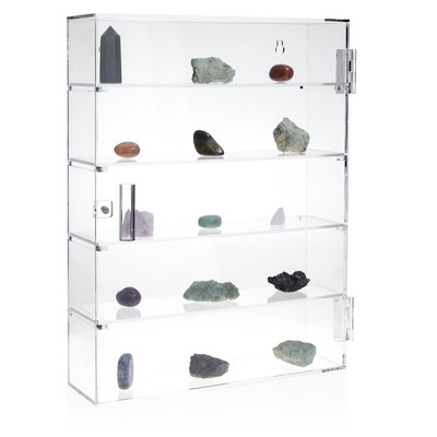 Juvale 5-Tier Acrylic Display Case for Collectibles, Mini Action Figures and Rocks - Wall Mountable Collection Cabinet (Clear)