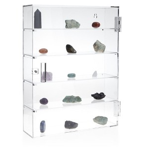 Juvale 5-Tier Acrylic Display Case for Collectibles, Mini Action Figures and Rocks - Wall Mountable Collection Cabinet (Clear) - 1 of 4