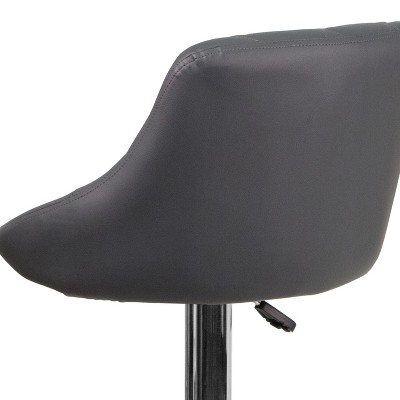 Contemporary Gray Vinyl Adjustable Swivel Barstool with Chrome Base