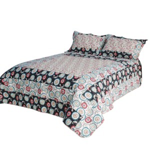 Slickblue Handmade Quilt Set, 100% Cotton, Vermicelli Quilted, Twin/King Size, Reversible, 2-3 Piece Set, - 1 of 4