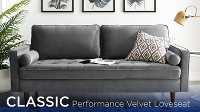 Mid-Century Modern 73'' Green Velvet Tufted Sofa with Wood Legs