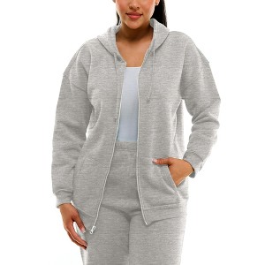 Derek Heart Oversized Zip-up Hoodie with Drop Shoulder and Kangaroo Pocket, Boyfriend Fit - 1 of 3