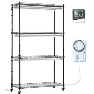 VEVOR Plant Stand with Grow Light, 4 Tiers Plant Shelf with 3000K 180W Full Spectrum Light for Indoor Plants, Grow Light Shelf with Timer, Black - 1 of 4