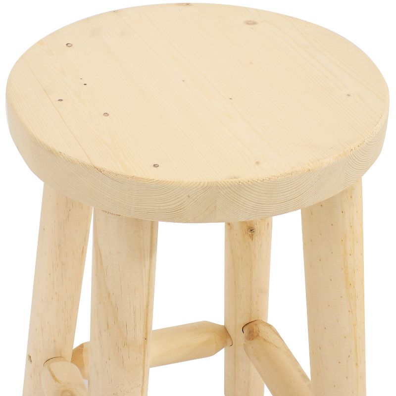 Sunnydaze Unfinished Wood Round Top Counter-Height Stool - Fir Wood - 24", 4 of 10