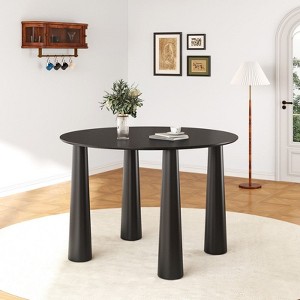 PexFix 45" Round Dining Table Kitchen Table for 4 with Arc-Shaped Edge Top and 4 Tapered Legs for Living Room Dining Room Coffee Office Sturdy Black - 1 of 4