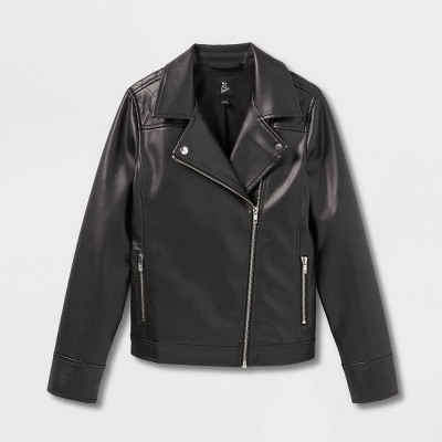 Girls black leather deals jacket