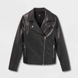 Girls' Faux Leather Jacket - art class™ Black