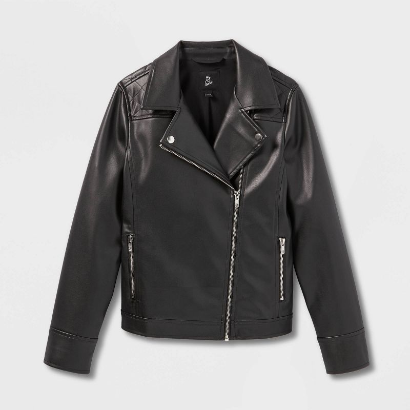 Girls' Faux Leather Jacket - art class™ Black, 1 of 7
