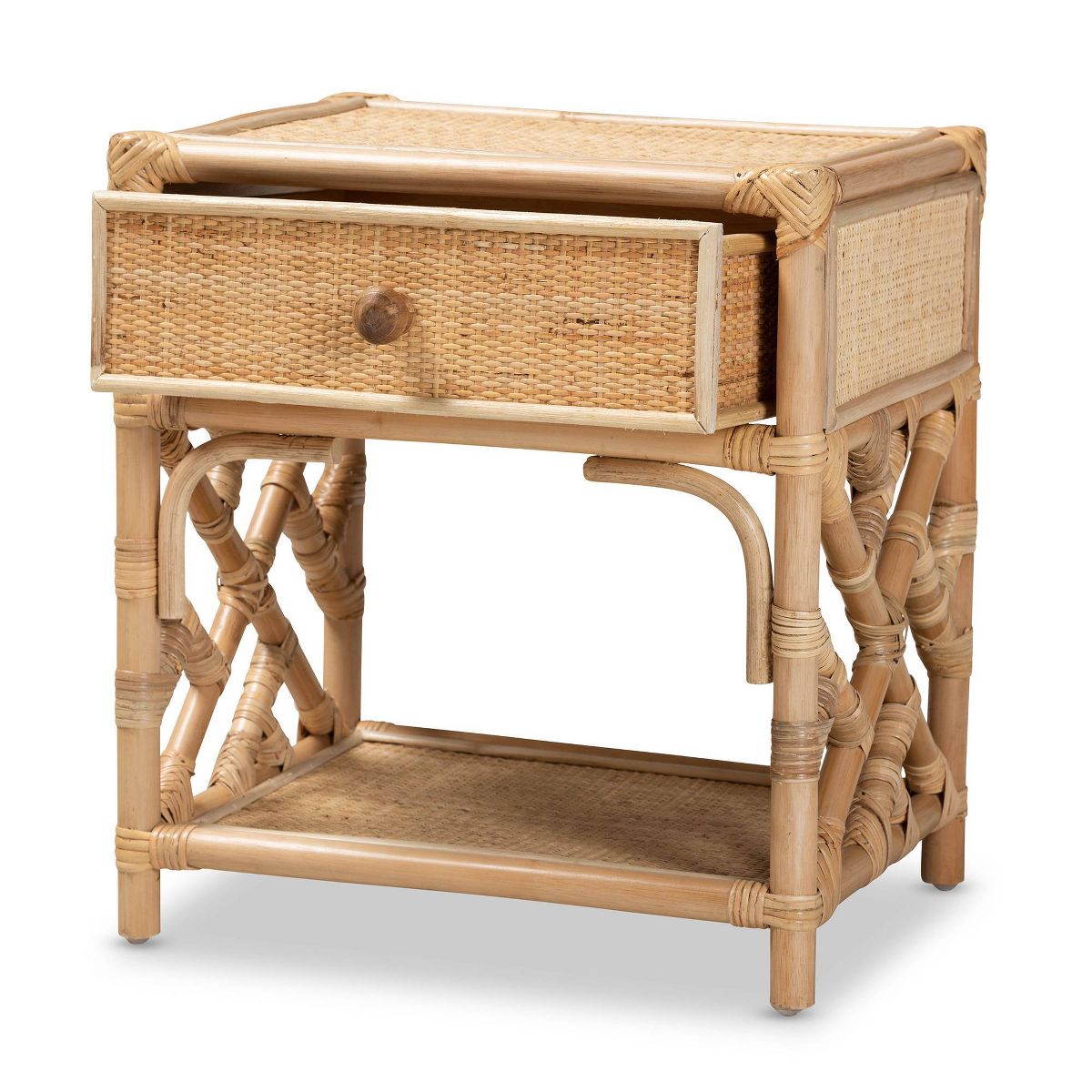 Camara Rattan 1 Drawer Nightstand Gray - bali & pari