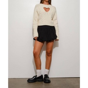 Women's Heart Cut Out Sweater Teen - Pretty Garbage - 1 of 4