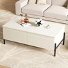 Garvee Coffee Table with 2 Handle-free Drawers White Center Table with Open Storage Shelf - 3 of 4