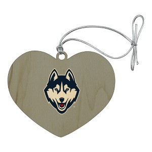 University of Connecticut Huskies Primary Logo Heart Love Wood Christmas Tree Holiday Ornament - 1 of 3