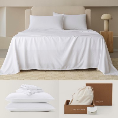 Cotton Tencel Sheet - Luxury Hotel Bedding Set, Soft, Cooling & Breathable for Hot Sleepers, Deep Pocket Up to 16 Inches