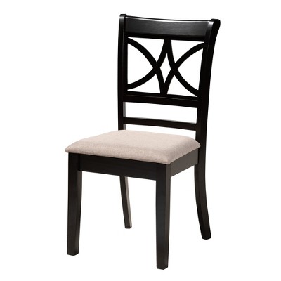 Brooke Beige Fabric and Dark Brown Wood 5-Piece Dining Set