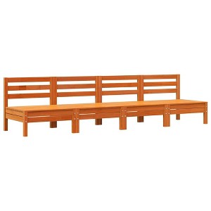 vidaXL Patio Sofas Armless Outdoor Seating - Modular Solid Pine Wood 4-Piece Set, Wax Brown - 1 of 4