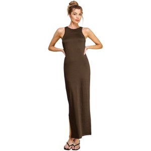 Slickblue Side Slit Maxi Dress, High Neck Sleeveless, Women’s Form-Flattering Style, Multiple Color Options, Size S-L - 1 of 4