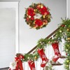 24 Inch Christmas Wreath with Lights for Front Door, Large Lighted Outdoor Christmas Wreath with Operated LED Lights Red Gold Xmas Balls - 2 of 4