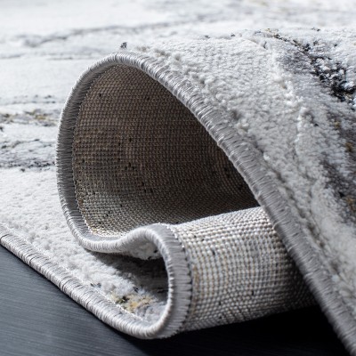 Amelia 3' x 5' Grey and Gold Abstract Synthetic Rug