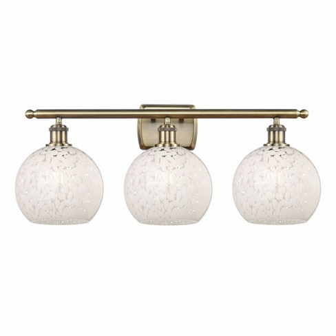 Innovations Lighting White Mouchette 3 - Light Vanity in  Antique Brass - image 1 of 1