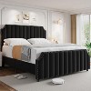 California King Velvet Bed Frame with 50.2" Vertical Channel Tufted Headboard & Footboard, Nailhead Trim, Upholstered Platform Bed - 2 of 4