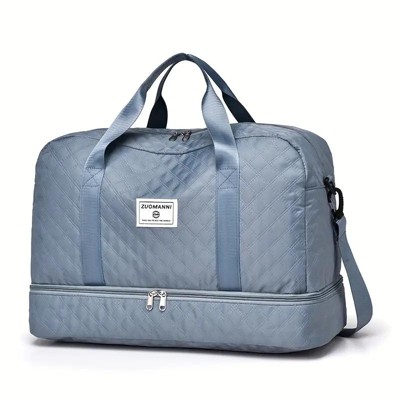 Luupatchy Three-Dimensional Diamond Patterned Travel Bag, Dry Wet Separation , For Travel, Fitness Yoga, Weekend Tote Overnight Bag,Blue
