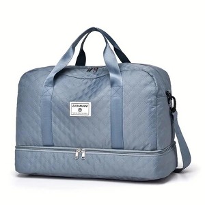 Luupatchy Three-Dimensional Diamond Patterned Travel Bag, Dry Wet Separation , For Travel, Fitness Yoga, Weekend Tote Overnight Bag,Blue - 1 of 4