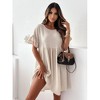 Coolmee Women's Crewneck Puff Sleeve Babydoll Elegant Waist Swing Skater Mini Dresses - 3 of 4