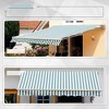 VisioGear Retractable Awning, 12'*10' Patio Awnings with Manual Crank Handle for Deck, Yard, Blue & White, 141.75"*118"*59" - 4 of 4
