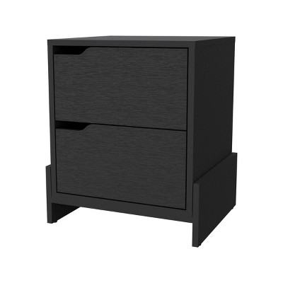 GlasFlength Nightstands Modern Nightstand Bedroom Nightstand Elegant Bedside Table with 2 Drawers for Living Room, Black, 17.01"*14.57"*19.92"
