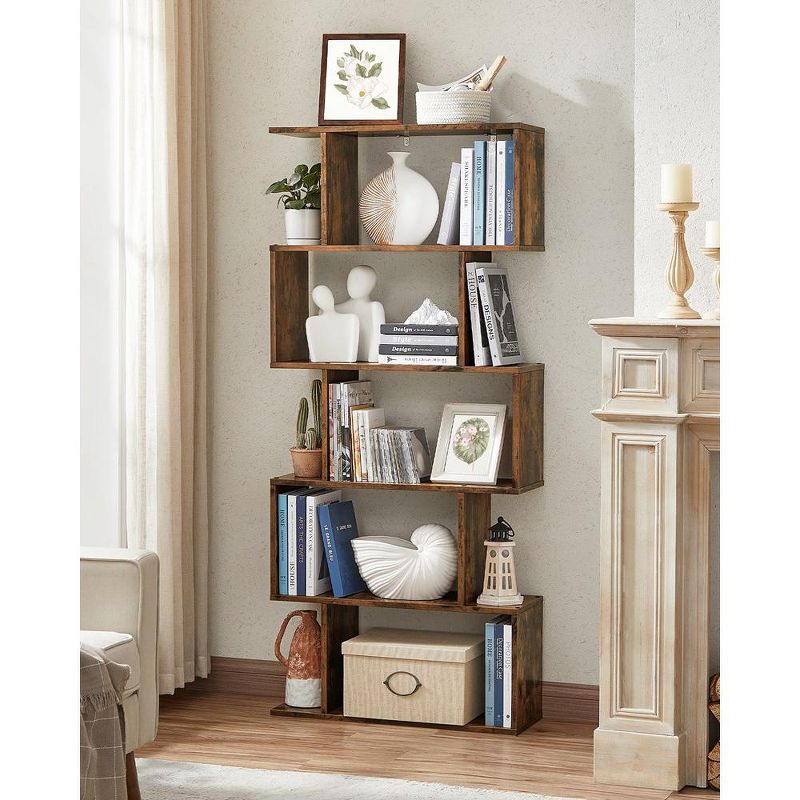 VASAGLE Bookshelf, 5-Tier Bookcase, Tall Display Shelf, Freestanding Storage Shelf, Room Divider, 3 of 6