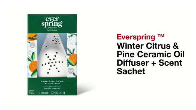 Winter Citrus &#38; Pine Ceramic Oil Diffuser + Scent Sachet - Everspring &#8482;, 2 of 5, play video