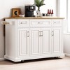 54" Rolling Kitchen Island Cart with Drop Leaf, Rubber Wood Top, Embossed Texture, 4 Doors, 3 Drawers, Spice Rack, Towel Rack, Storage Cabinet - 2 of 4