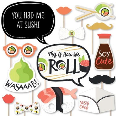 Big Dot of Happiness Let's Roll - Sushi - Japanese Party Photo Booth Props Kit - 20 Count