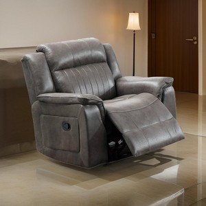 Royal Hampton Fabric Manual Recliner Chair with Pillow Top Arms, Gray - 1 of 4