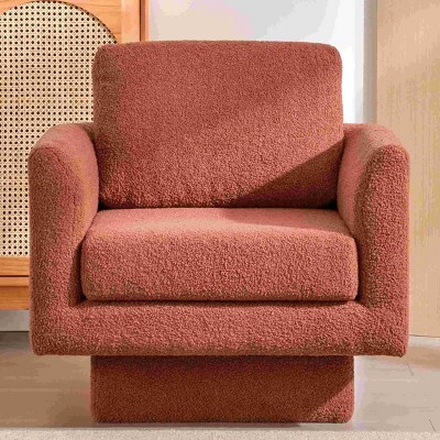 CAVINAS Upholstered Swivel Accent Chair with Curved Armrest Design,Modern Barrel Chair for Bedroom,Reading Room