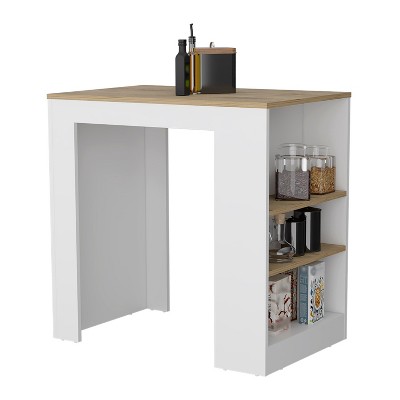 Depot E-Shop Kitchen Island, Kitchen Bar Table 36" H, 3-Side Shelves