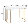 Kumasinova Stylish Writing Table with C-Shaped Leg Base&Wheels,White/Gold Reading Table Minimalist Home Office Desk,Home Workstation - 3 of 4