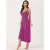 cheibear Women's Sleeveless Racer Back Full Slip Camisole Midi Nightgowns - 3 of 4
