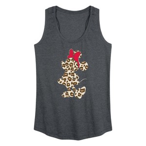 Women's Disney Minnie Leopard Fill Graphic Racerback Tank - Heather Charcoal - Small - 1 of 4