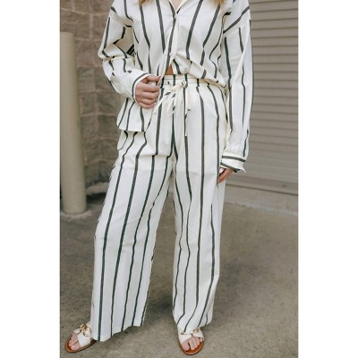 Women's Stripe Straight Leg Pants - MIOU MUSE