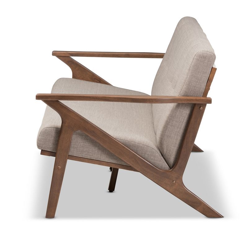 Bianca Mid-Modern Walnut Wood Fabric Tufted 3 Seater Sofa Light Gray - Baxton Studio, 4 of 12